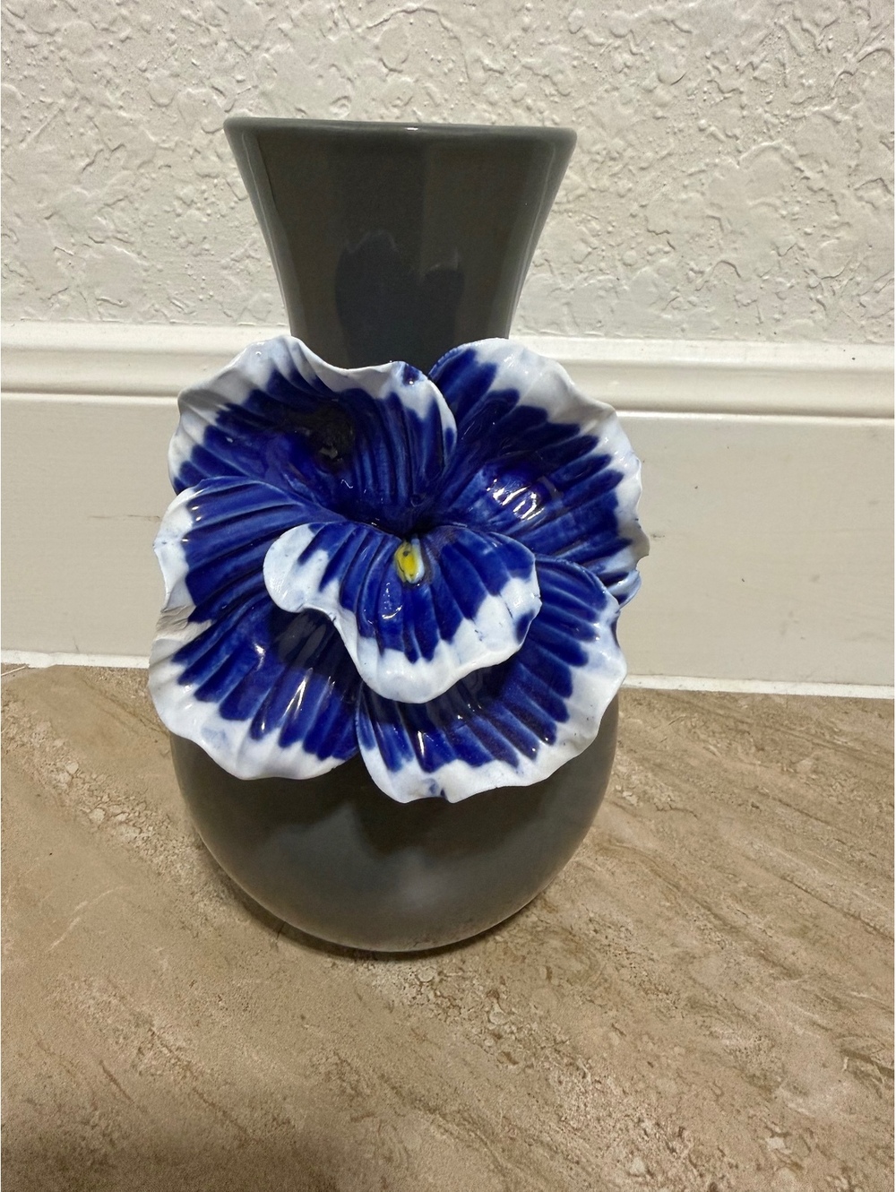 Anthropologie vase blue pansy
